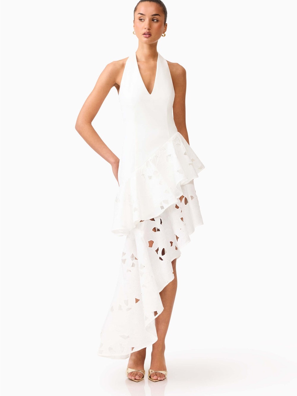 ELLIATT Elizabeth Asymmetrical Gown White Bridal Shower Bachelorette Size S NWT - Picture 5 of 8
